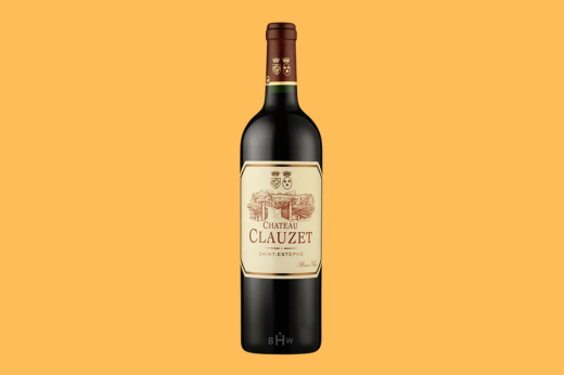 Bottle of 2018 Chateau Clauzet Saint-Estephe, cream label with a chateau engraving