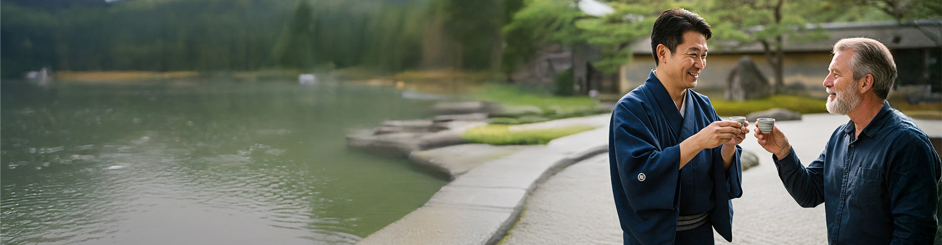 Sharing sake by a Japanese garden - Big Hammer Wines sake guide