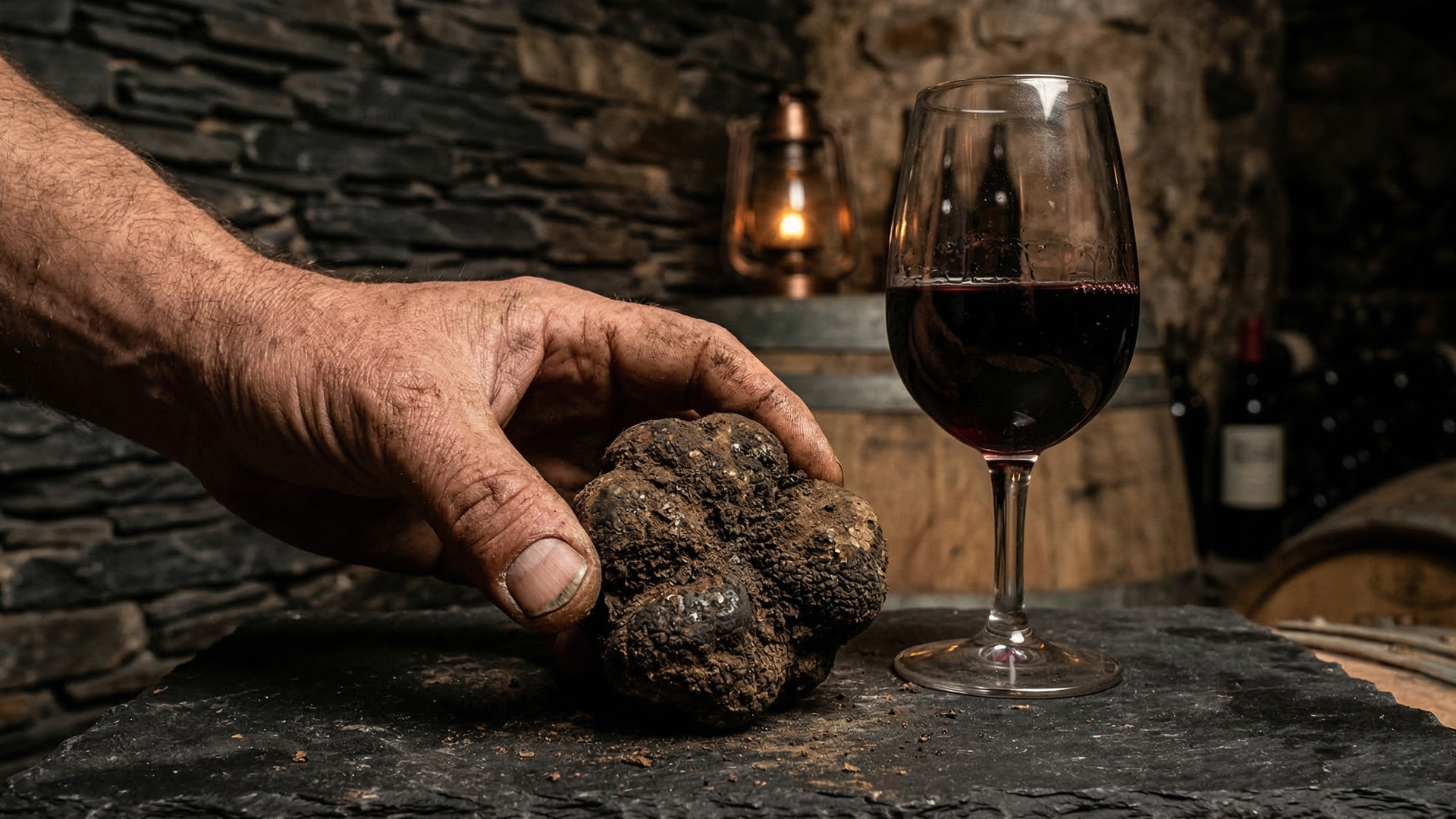 Hand holding vineyard soil in a family-owned vineyard illustrating terroir and why wine changes every vintage.