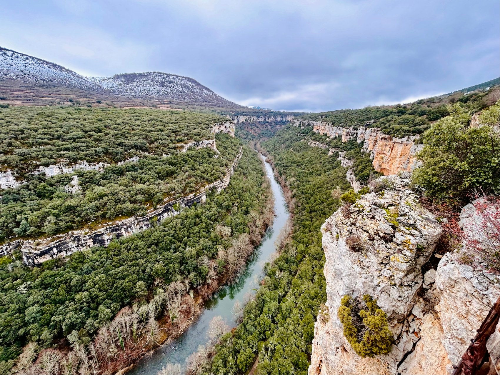 Limestone river canyon cutting through the high plateau of northern Castile