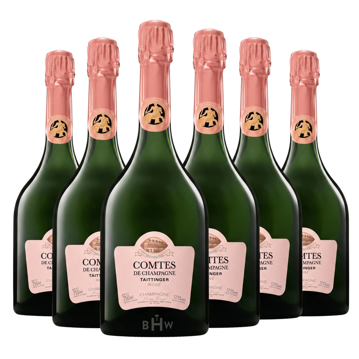 2012 Taittinger 'Comtes de Champagne' Brut Rosé Champagne 6-pack rosé champagne bottles, curated by Big Hammer Wines.