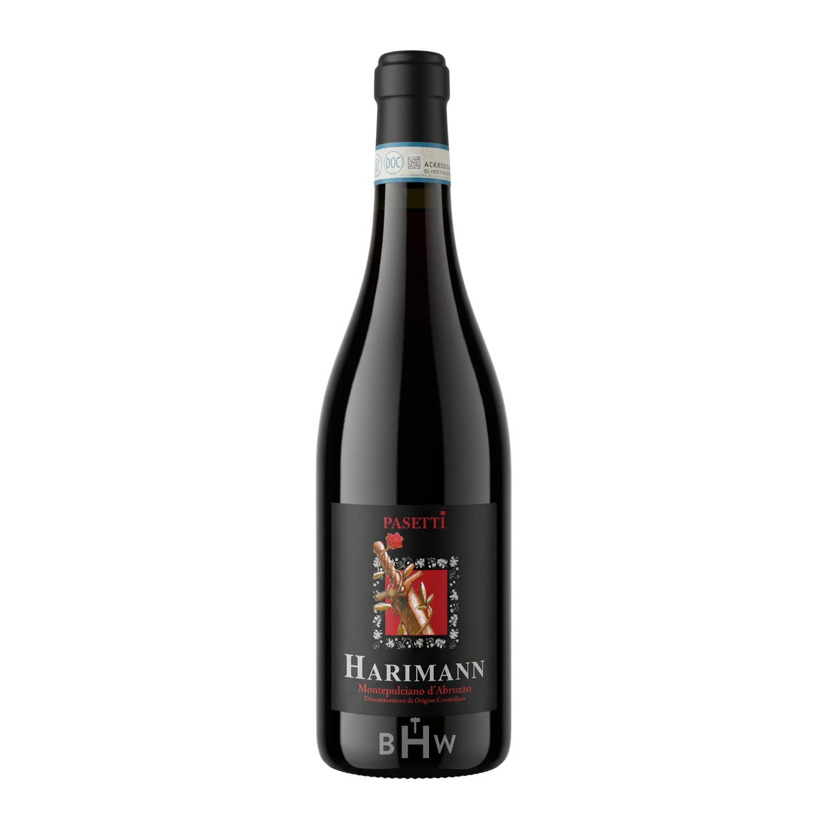 2018 Pasetti Harimann Montepulciano d'Abruzzo single red wine bottle, curated by Big Hammer Wines.