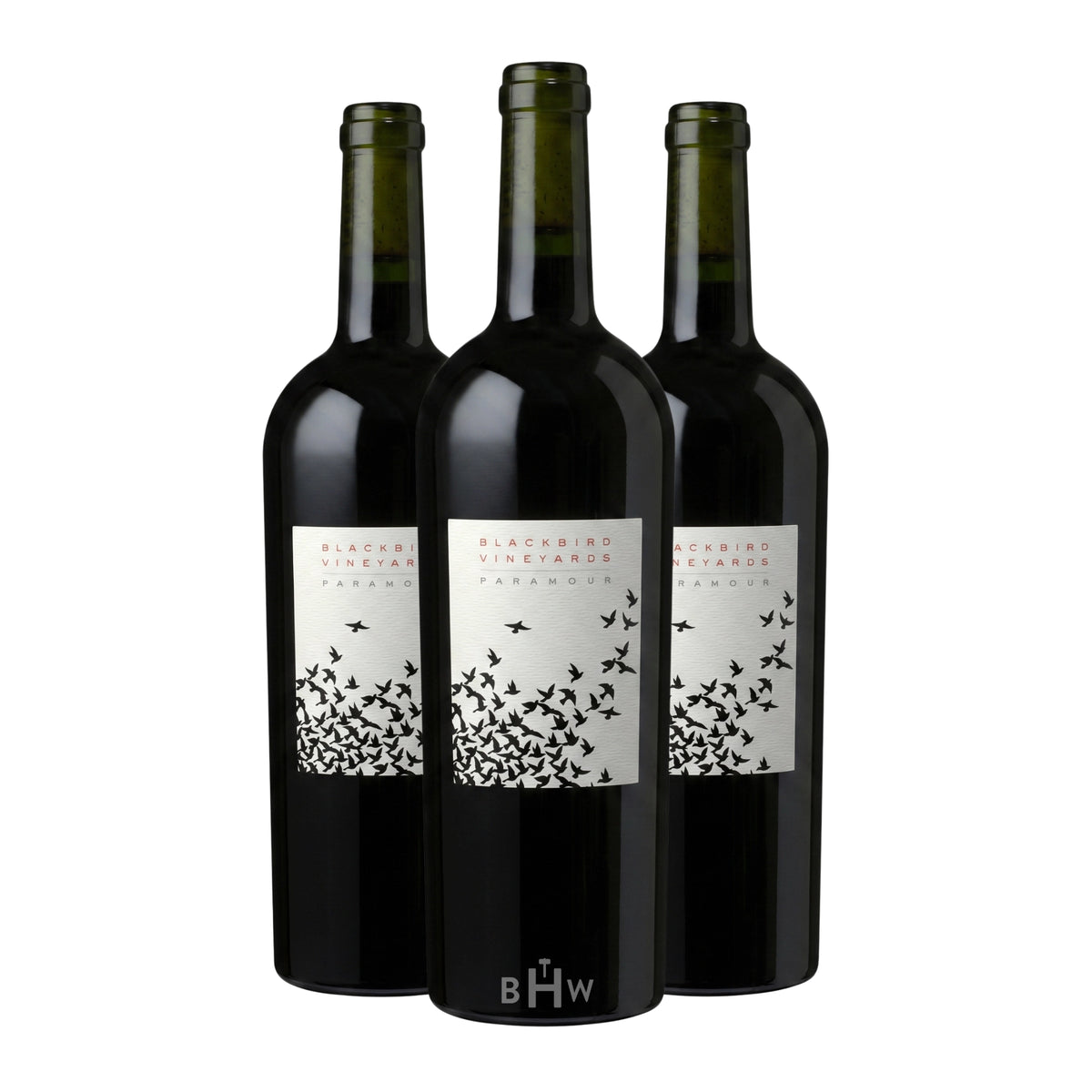 Three bottles of 2019 Blackbird Vineyards Paramour Red Blend, curated by Big Hammer Wines.