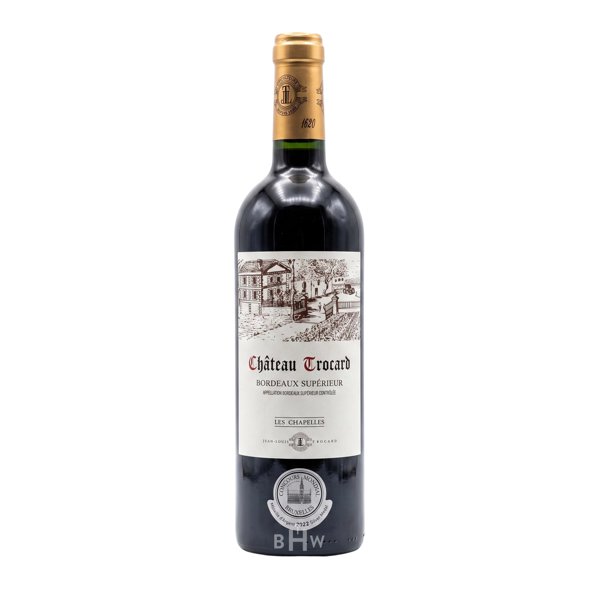 A bottle of 2019 Château Trocard Bordeaux Supérieur "Les Chapelles" red wine, curated by Big Hammer Wines.
