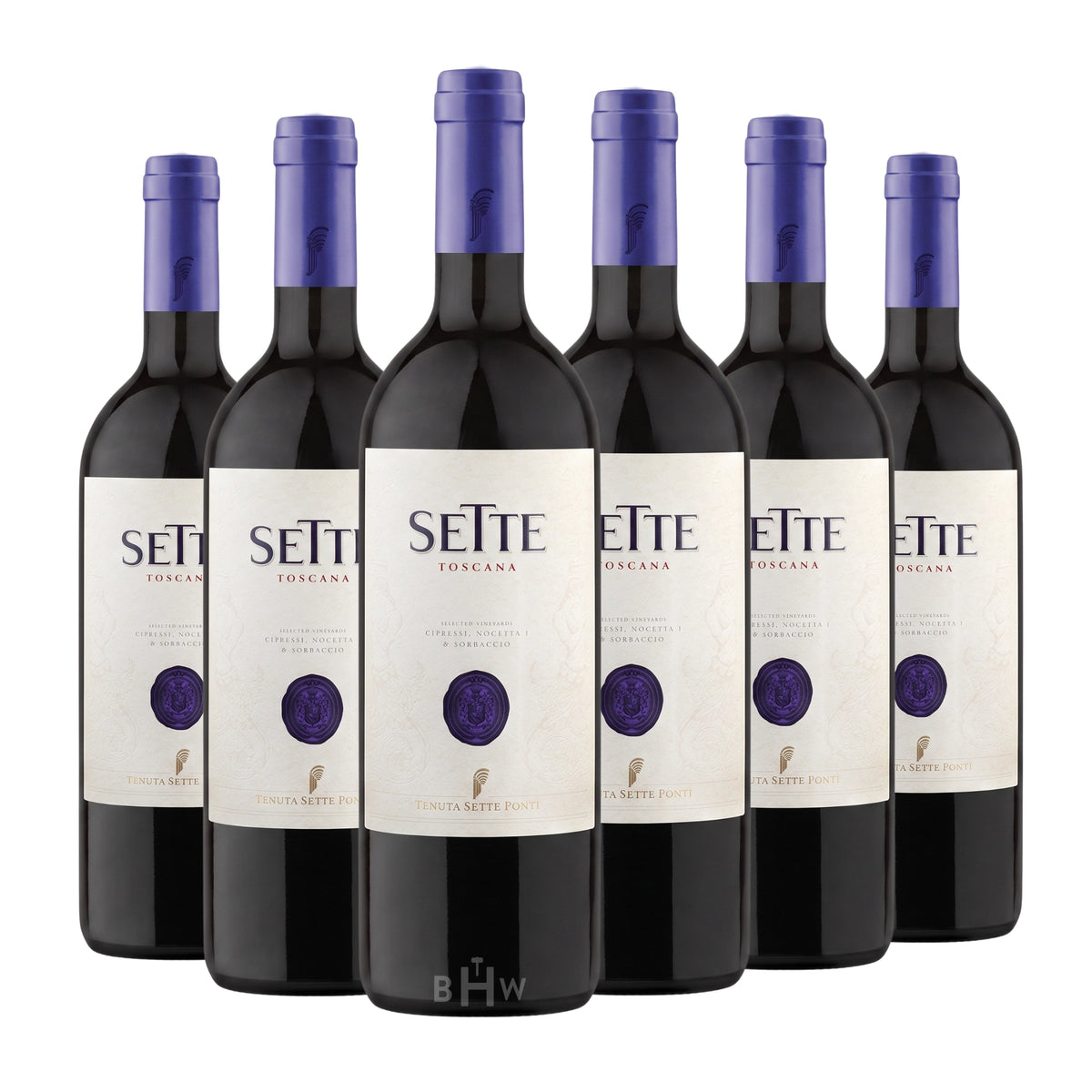 2019 Tenuta Sette Ponti 'Sette' Tuscany 6-pack red wine bottles, curated by Big Hammer Wines.