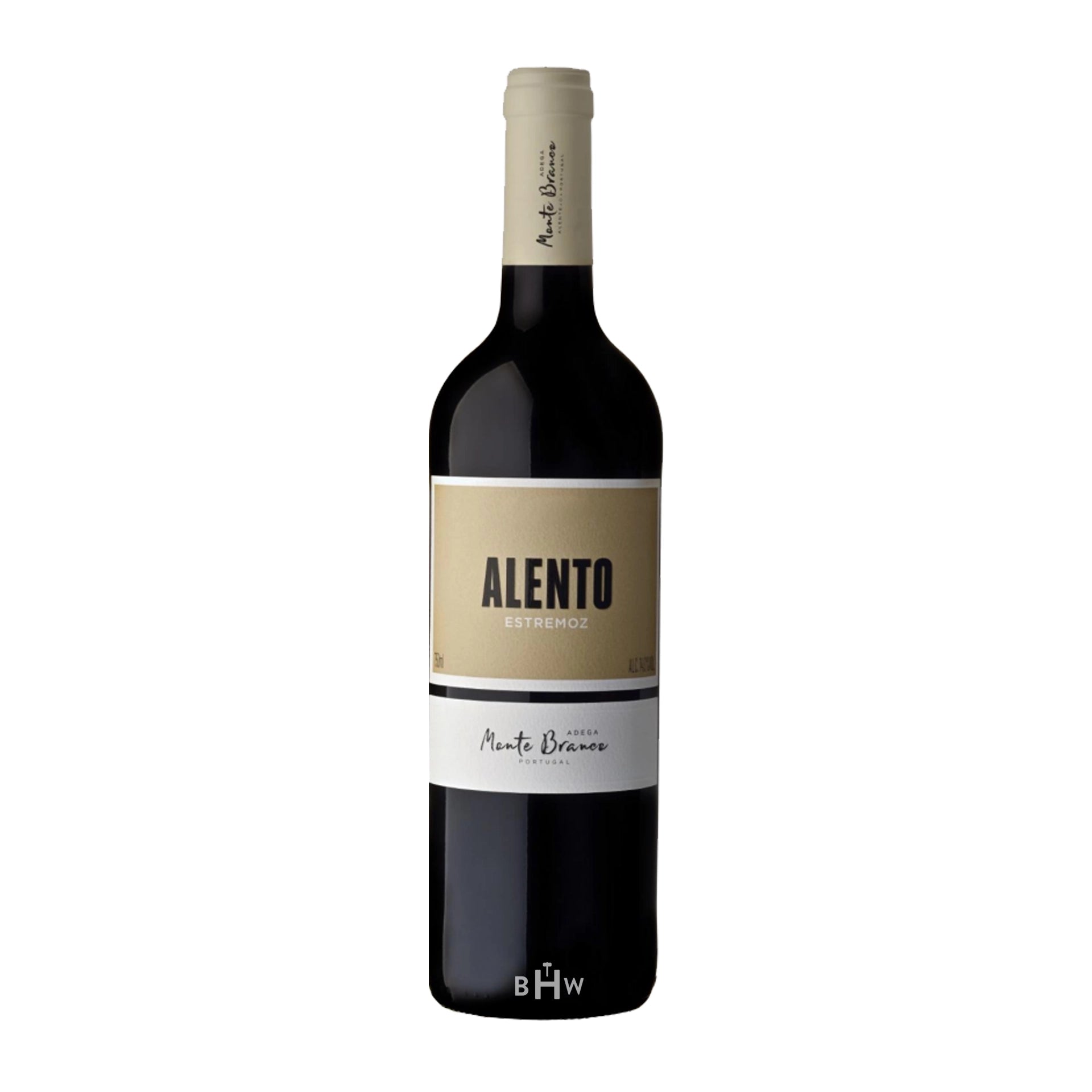 2020AdegadoMonteBranco_Alento_TintoVinhoRegionalAlentejano wine bottle with a white background.