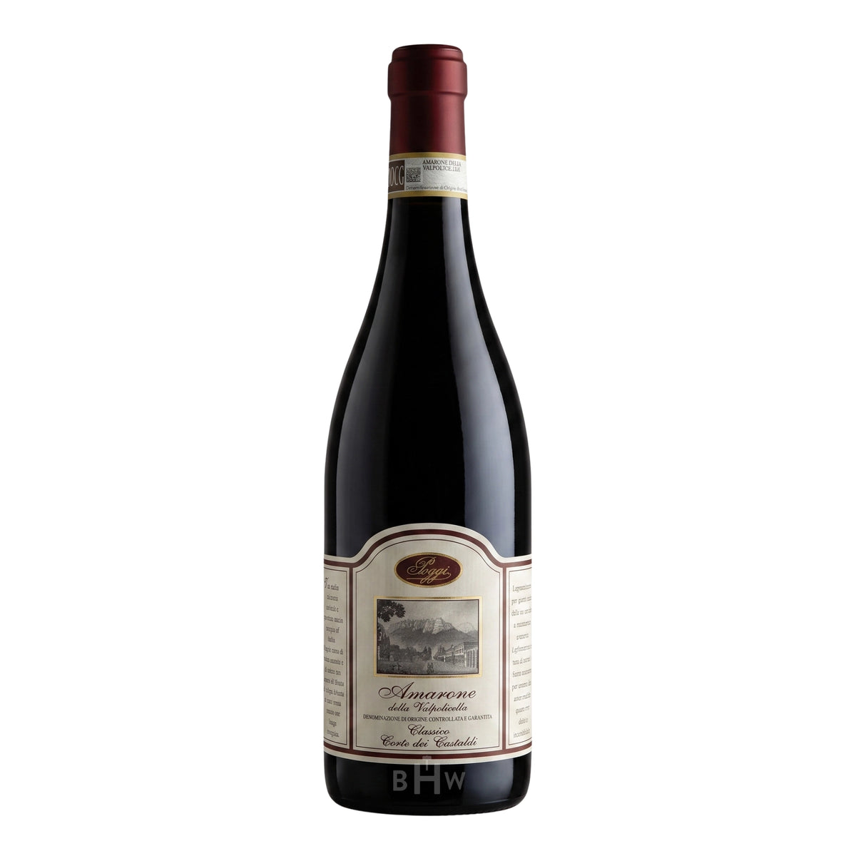 A bottle of 2020 Poggi Amarone Valpolicella Classico "Castaldi" Veneto red wine, curated by Big Hammer Wines.