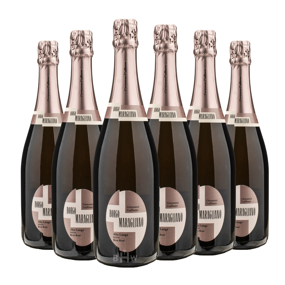 2021 Borgo Maragliano 'Giovanni Galliano' Brut Rosé Alta Langa DOCG Piemonte 6-pack sparkling rosé wine bottles, curated by Big Hammer Wines.