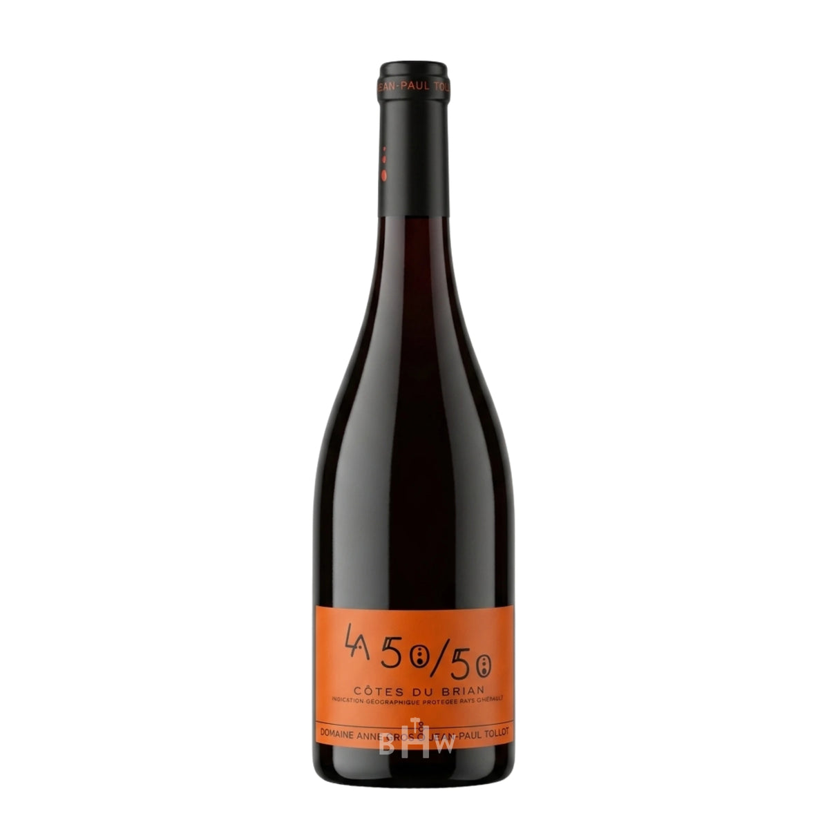 Bottle of 2021 Domaine Anne Gros & Jean-Paul Tollot "La 50/50" Côtes du Brian red wine featuring a distinctive bright orange label, curated by Big Hammer Wines.