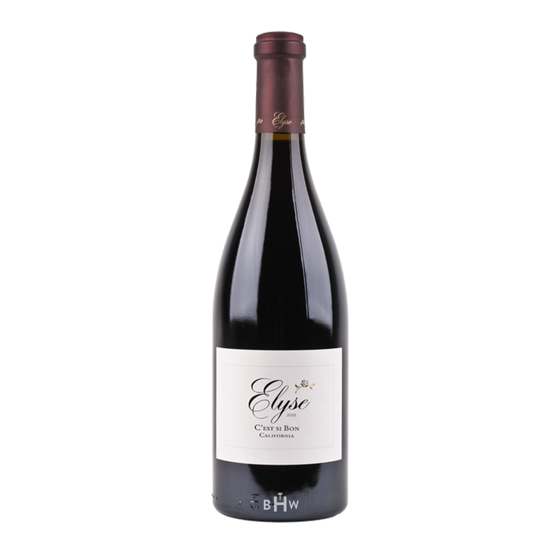 2021 Elyse C'est Si Bon red wine bottle with a white background.