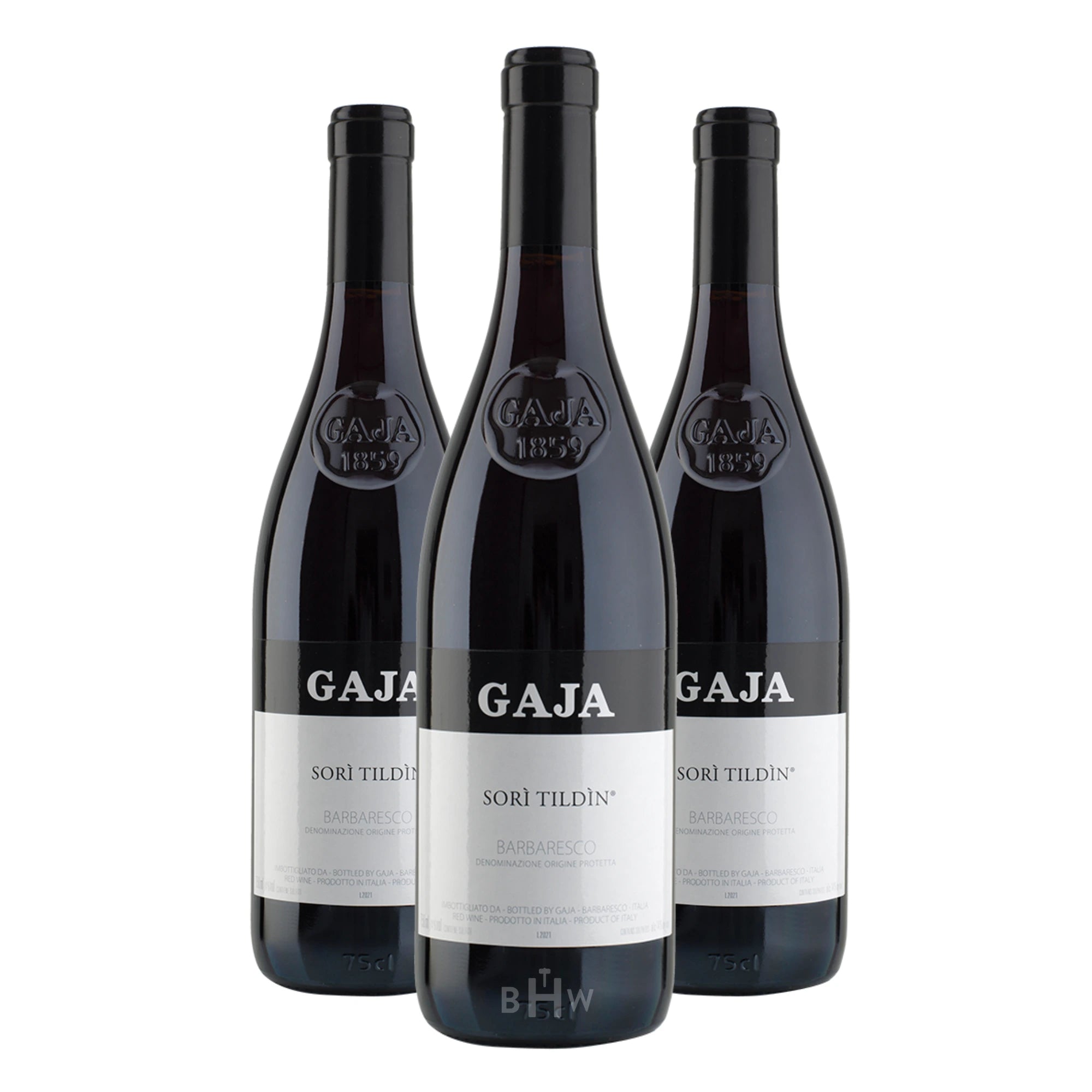 2021 Gaja Sori Tildin Barbaresco 3pk 3x750ml wine bottles.
