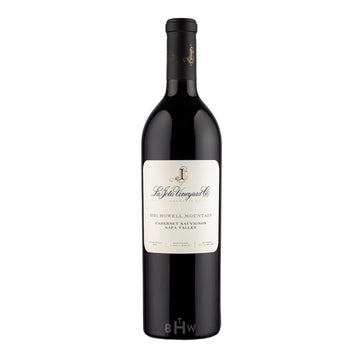 A bottle of 2021 La Jota Vineyard Co. Howell Mountain Cabernet Sauvignon from Napa Valley, featuring a clean white label with elegant script and a black capsule