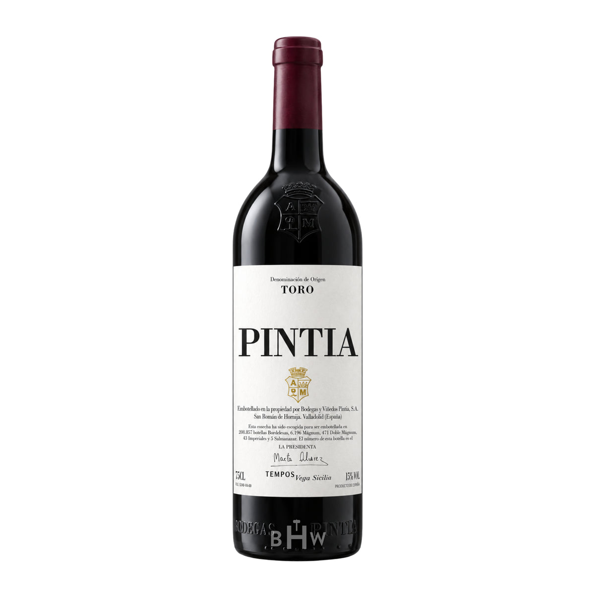 2021 Tempos Vega Sicilia 'Pintia' Toro single red wine bottle, curated by Big Hammer Wines.