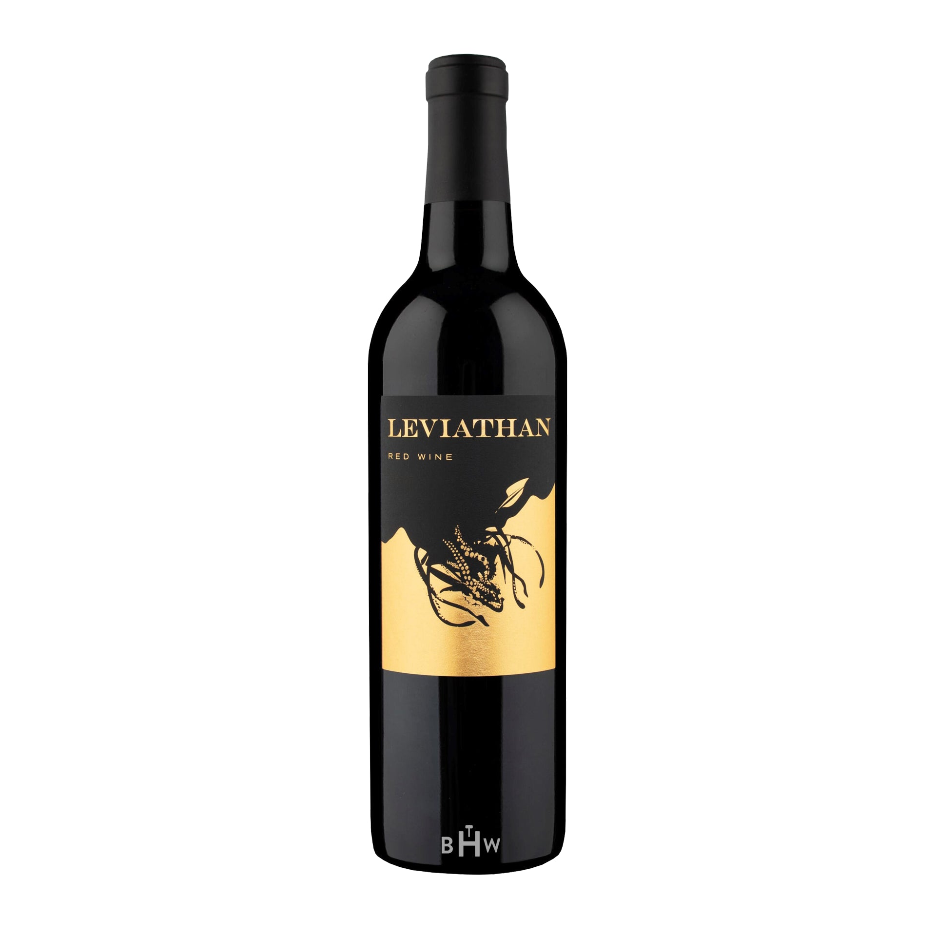 2022 Leviathan red wine bottle with a white background.