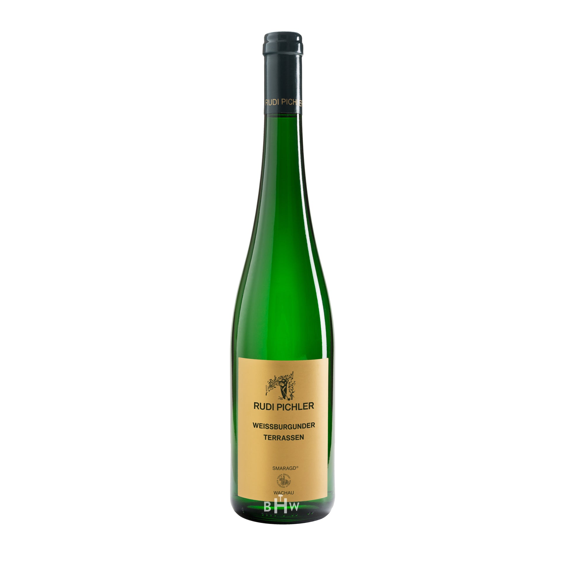 2022RudiPichlerTerrasenWeissburgunderSmaragdWachauDACAustria wine bottle with a white background