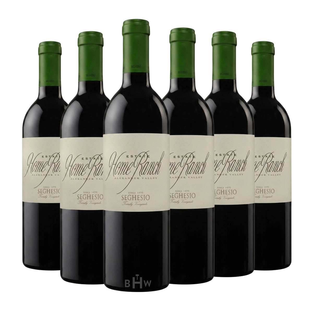Six bottles of 2022 Seghesio Family Vineyards 'Home Ranch' Alexander Valley Zinfandel red wine. Curated by Big Hammer Wines.