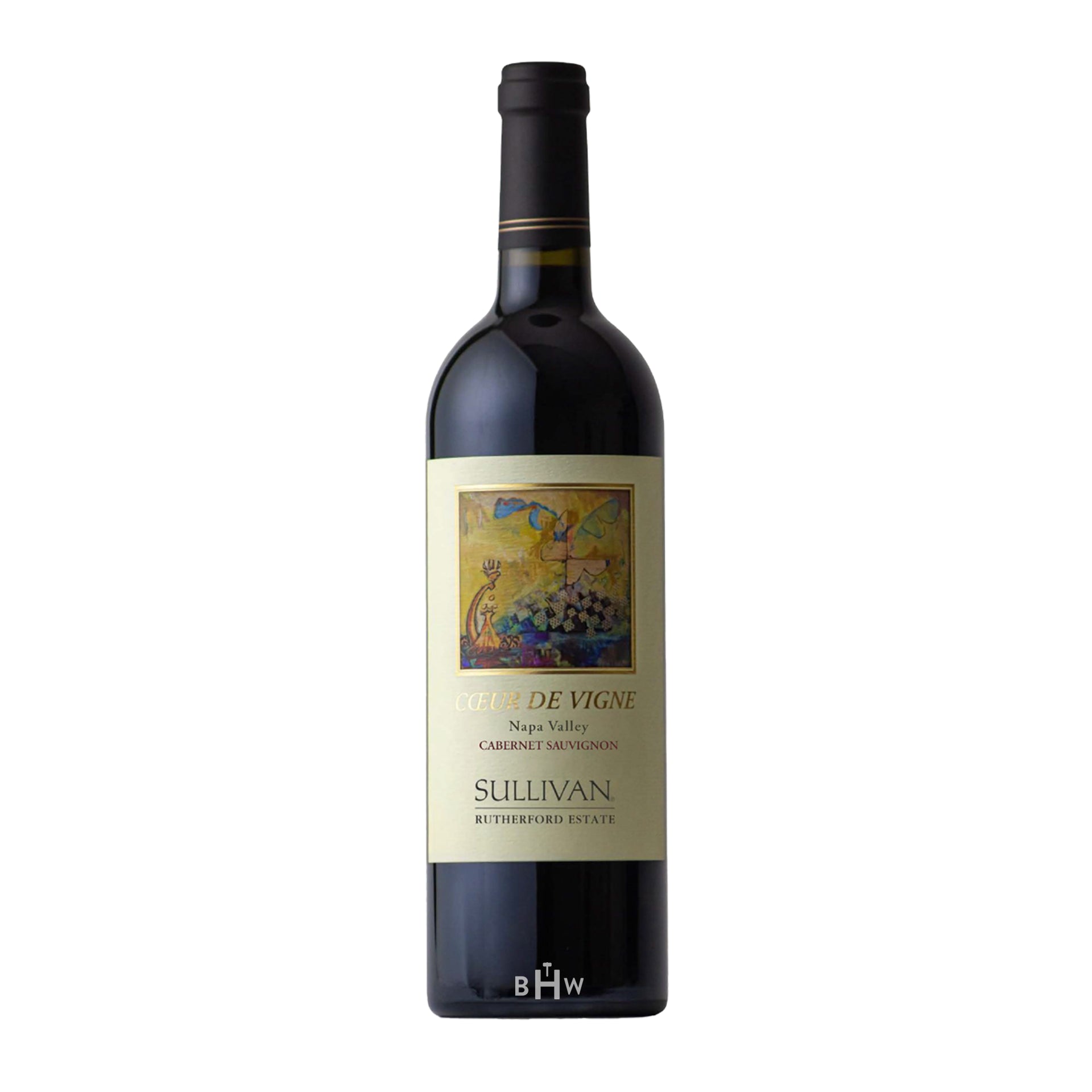 2022 Sullivan Estate Couer de Vigne Cabernet wine bottle with a colorful label on a white background