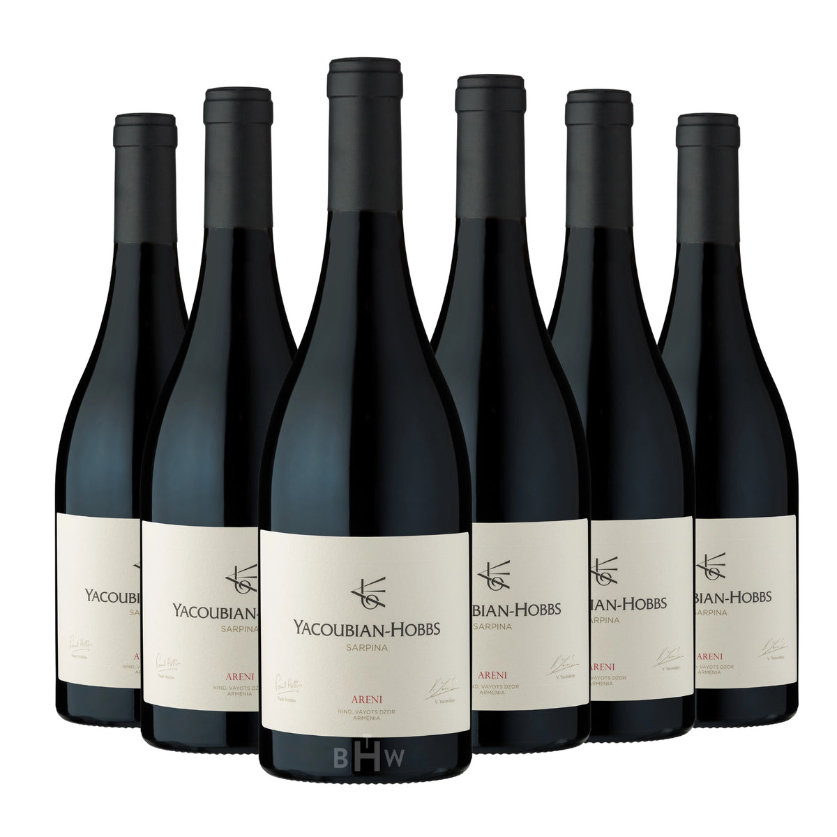 Six bottles of 2022 Yacoubian-Hobbs Sarpina Areni Vayots Dzor red wine. Curated by Big Hammer Wines.