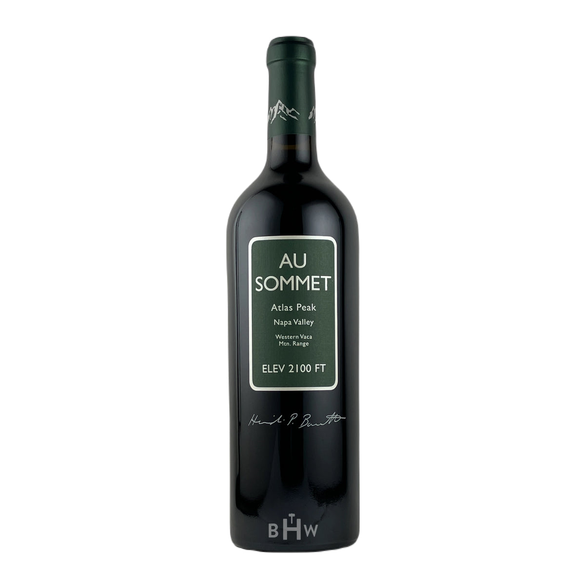 A bottle of 2023 Au Sommet Atlas Peak Cabernet Sauvignon Napa Valley red wine, curated by Big Hammer Wines.