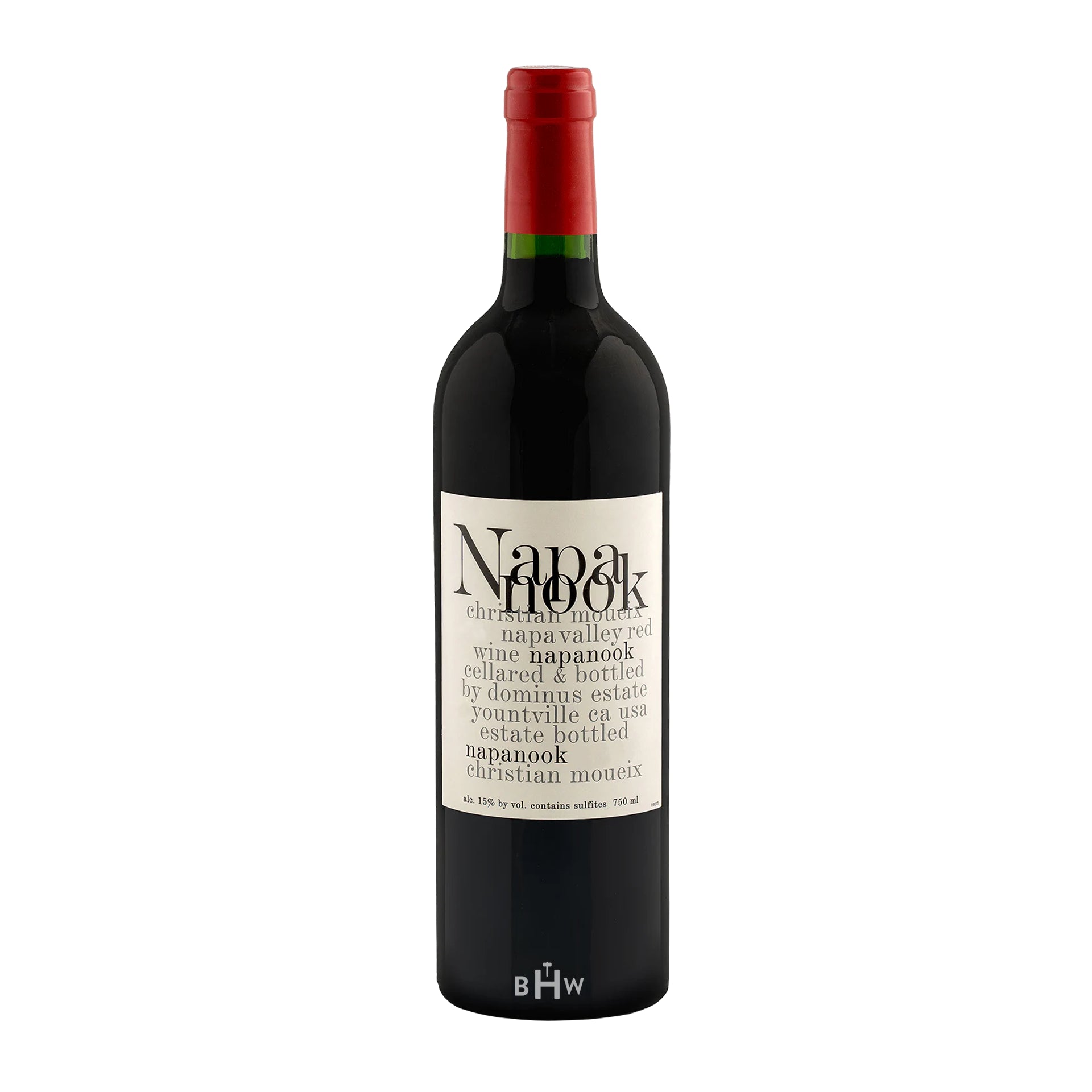 2023 Dominus Estate Napanook Red wine bottle with a white label on a white background