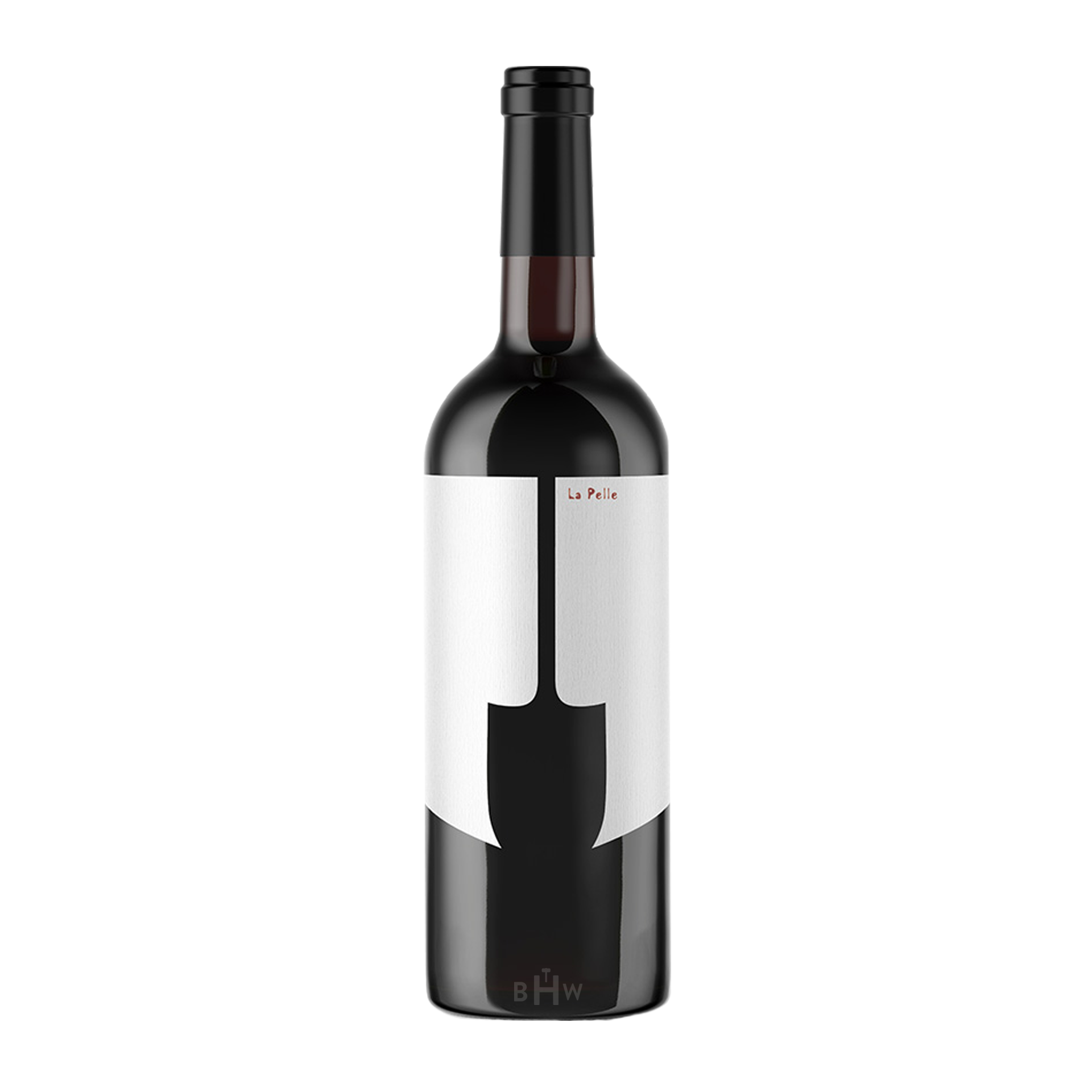 Wine bottle with a unique label on a white background