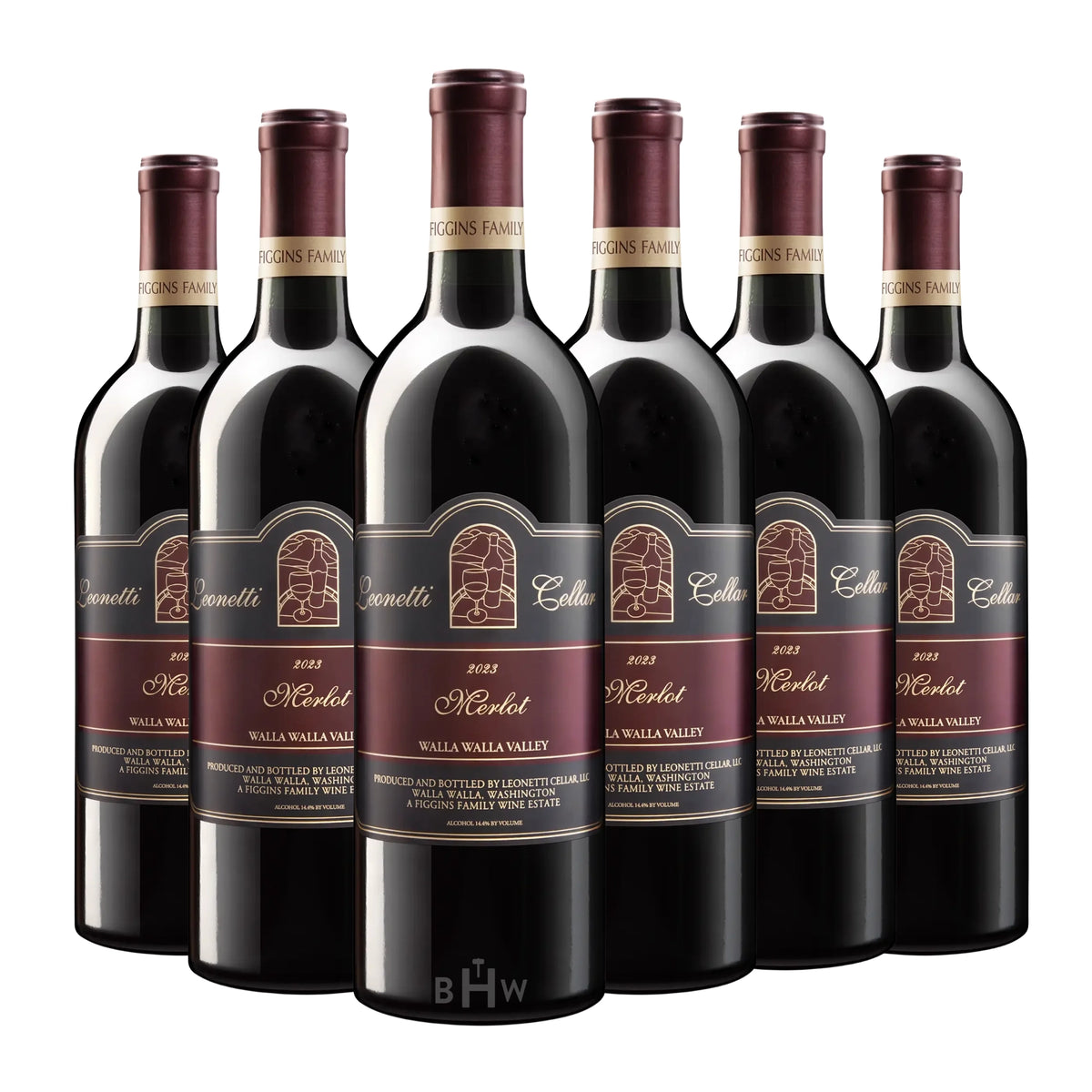A 6-bottle pack of 2023 Leonetti Cellar Merlot Walla Walla Valley 750ml red wine, curated by Big Hammer Wines.
