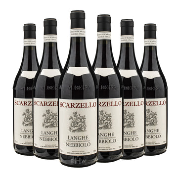 2023 Scarzello Langhe Nebbiolo DOC Piemonte 6-pack red wine bottles, curated by Big Hammer Wines.