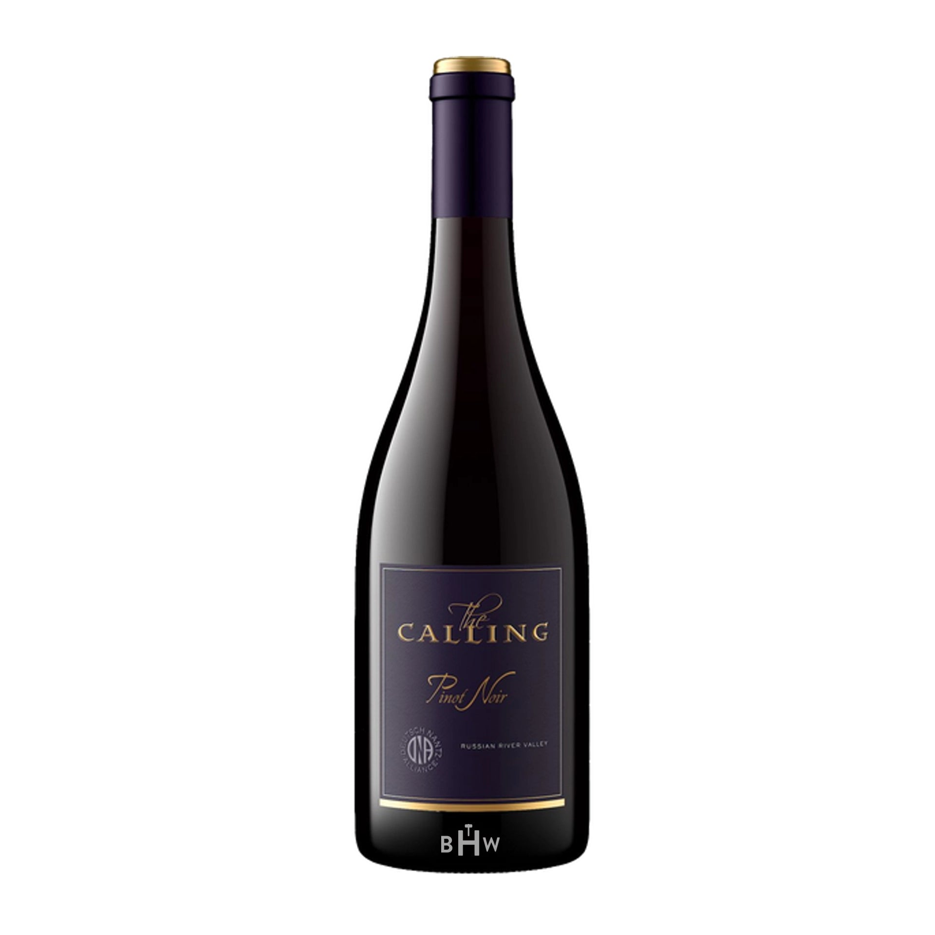 2023_TheCallingPinotNoirRussianRiverValley wine bottle with a white background.