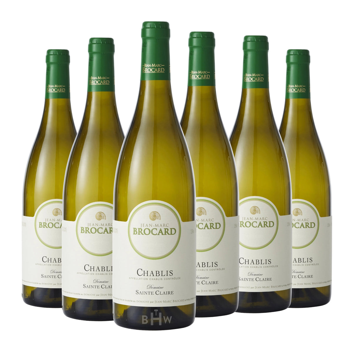 Six bottles of 2024 Jean-Marc Brocard Domaine Sainte Claire Chablis Chardonnay white wine. Curated by Big Hammer Wines.