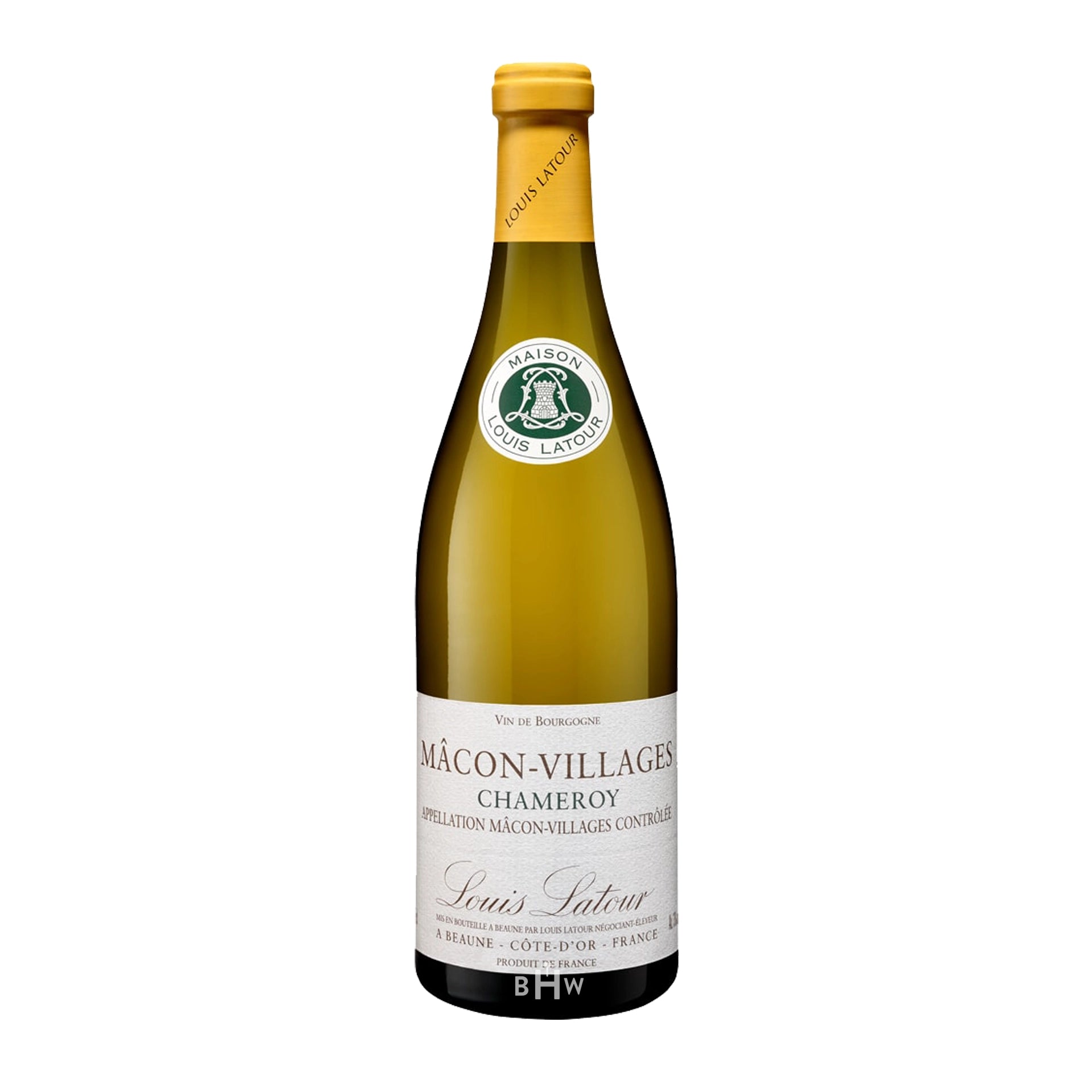 2024 Louis Latour Macon-Villages Chameroy wine bottle with a white background.