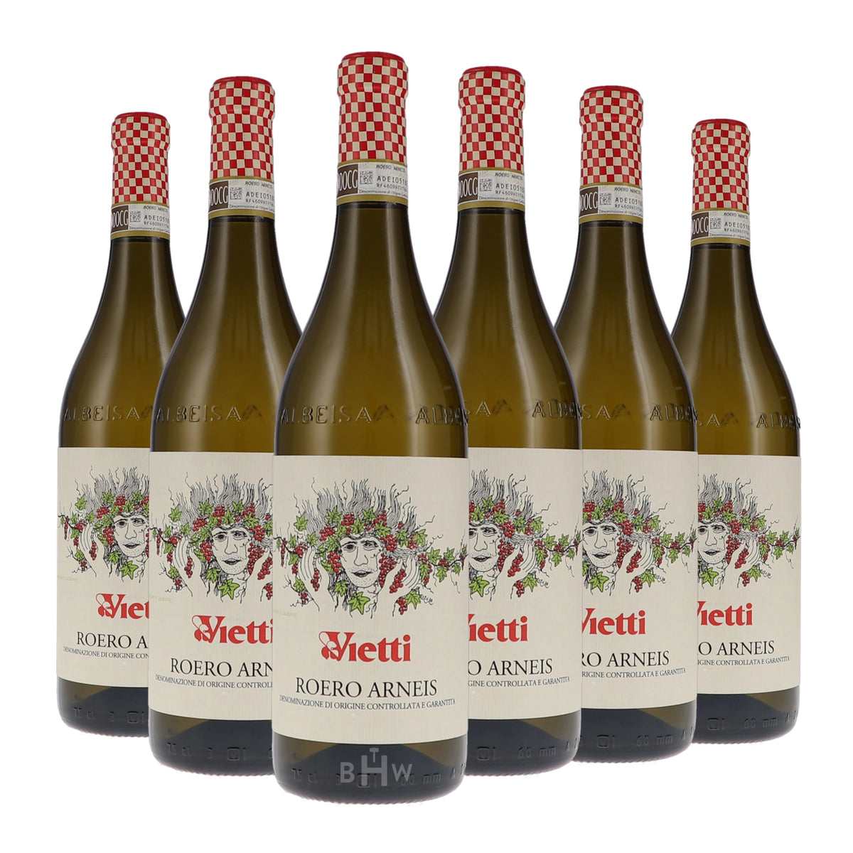Six bottles of 2025 Vietti Roero Arneis white wine. Curated by Big Hammer Wines.