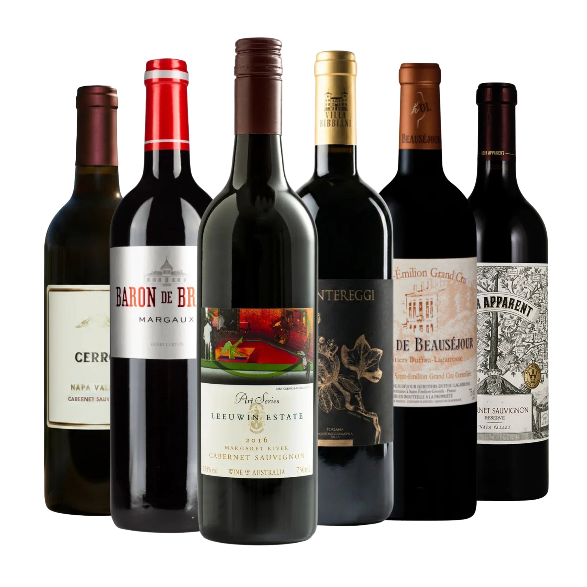 BHW Premier Red Wine Club 6-Pack featuring top Napa Cabernet, Saint-Émilion Grand Cru, and other premium international reds, 750ml bottles