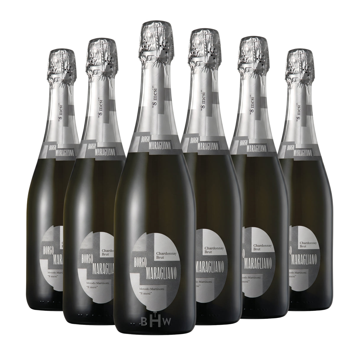 Borgo Maragliano '8 Mesi' Chardonnay Brut Charmat Piemonte NV 6-pack sparkling wine bottles, curated by Big Hammer Wines.