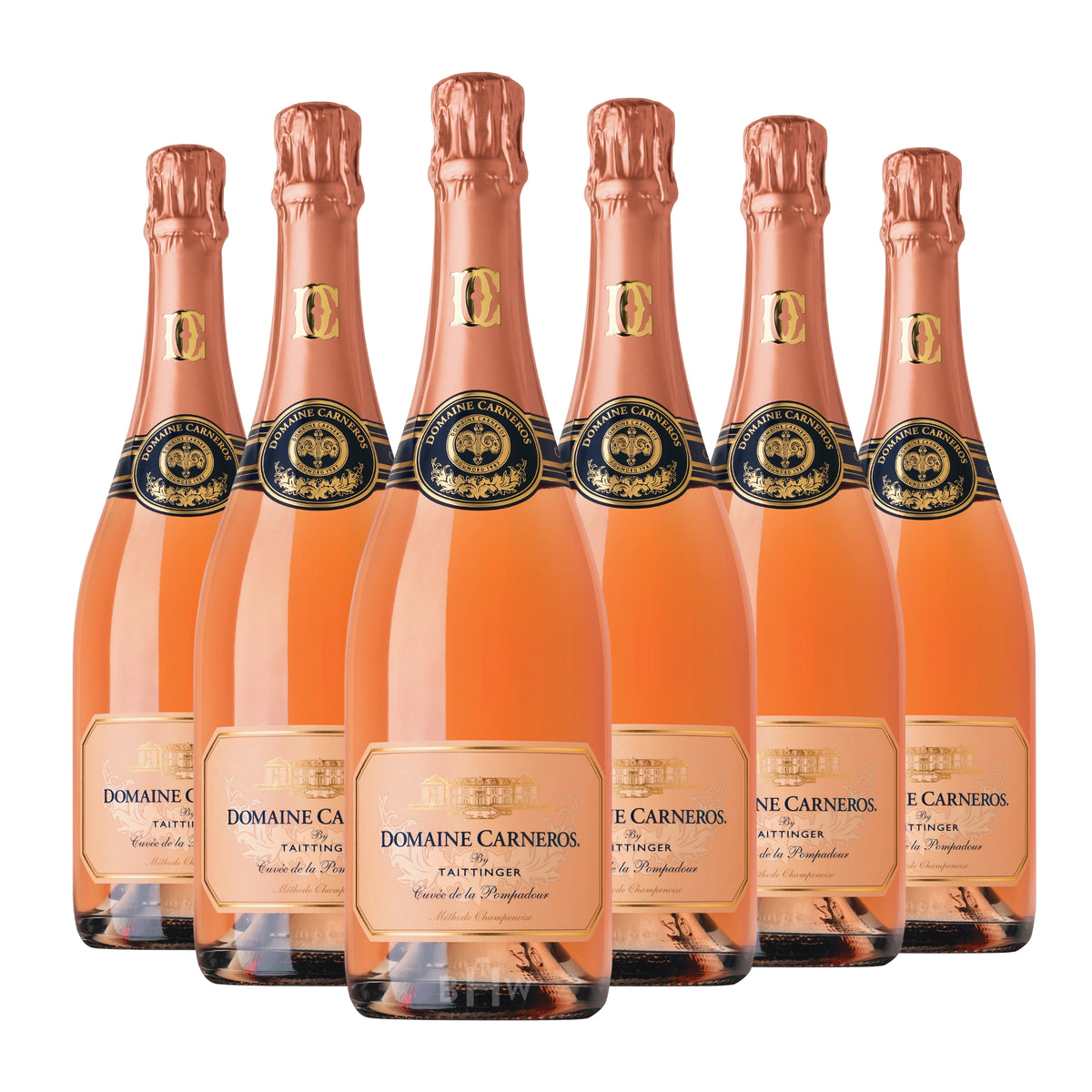 Domaine Carneros Brut Rosé 'Cuvée de la Pompadour' NV 6-pack sparkling rosé wine bottles, curated by Big Hammer Wines.