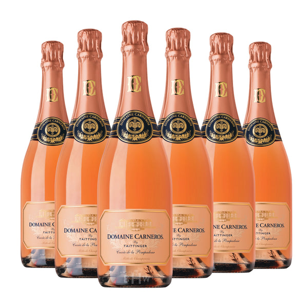 Domaine Carneros Brut Rosé 'Cuvée de la Pompadour' NV 6-pack sparkling rosé wine bottles, curated by Big Hammer Wines.