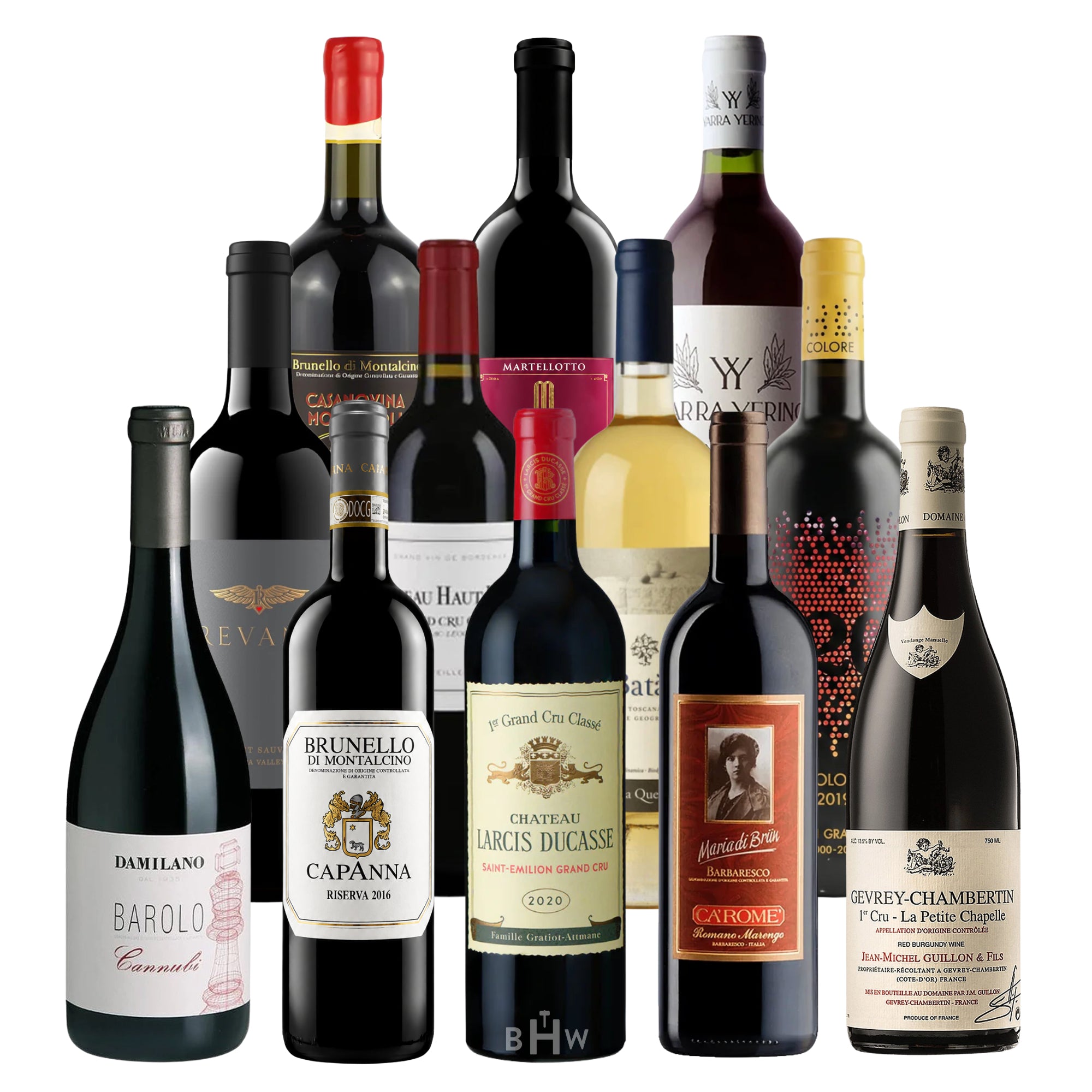 A premium assortment of 12 red and white wine bottles from Greg Martellotto, Big Hammer Wines Founder, showcasing a global variety of his favorite wines.