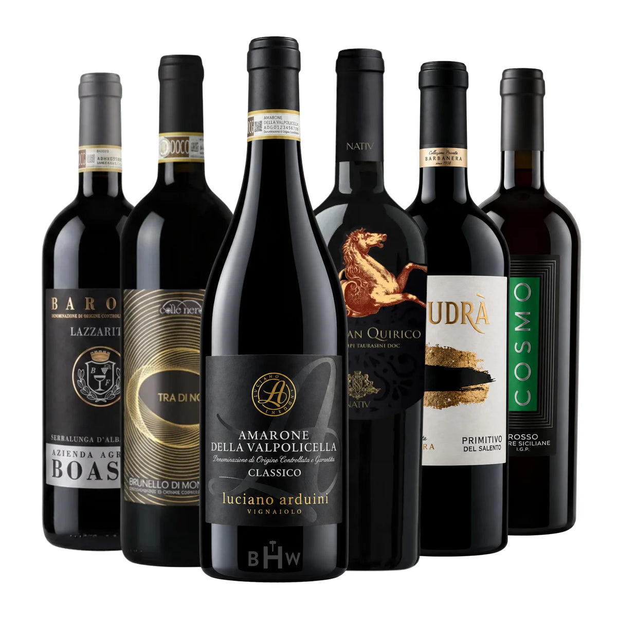 Italian Ambassador Red Wine Club featuring six 750ml bottles of Italian red wine, curated by Big Hammer Wines.