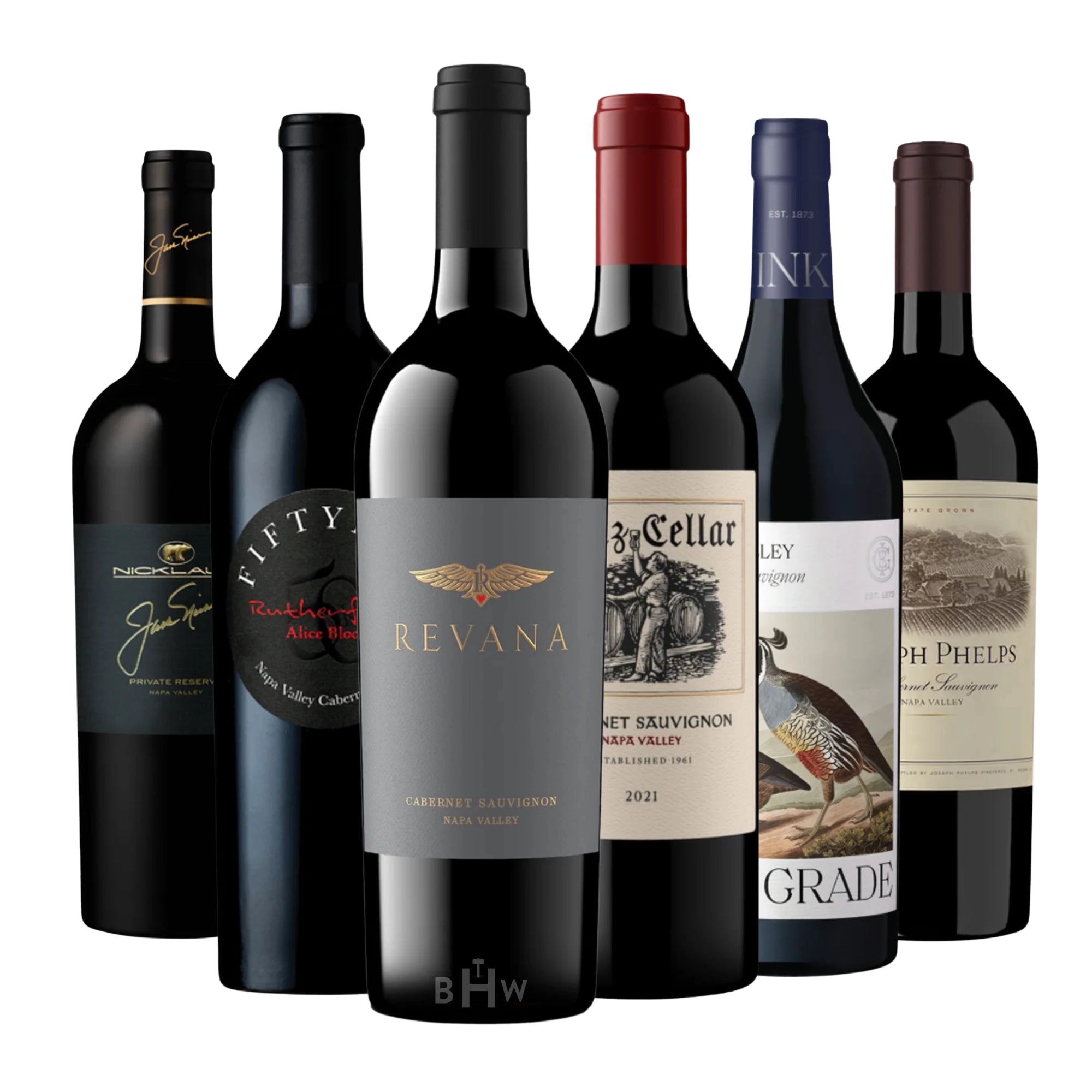 Napa Valley Cabernet Sauvignon 6-Pack Luxury Sampler with 100-Point Napa Cabs from Heitz Cellar, Revana, Joseph Phelps, and more, 6x750ml