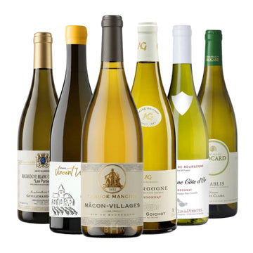 OG Top Flight Chardonnay: White Burgundy 6-pack Sampler white wine bottles, curated by Big Hammer Wines.
