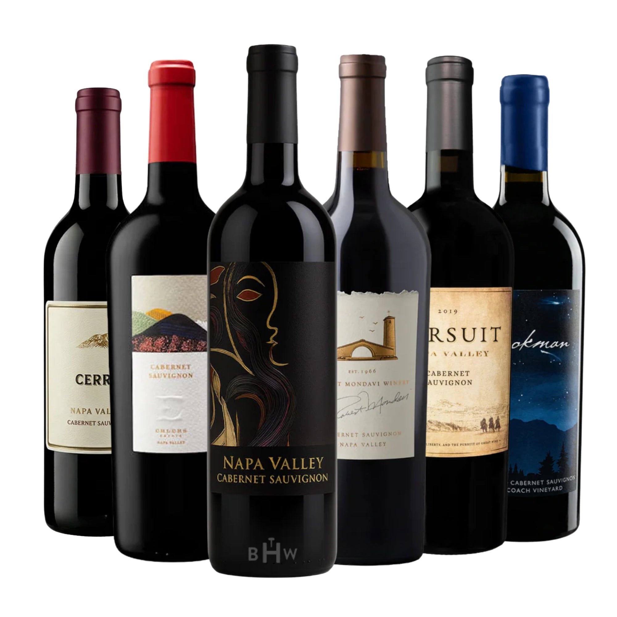 A 6-pack wine sampler case (6x750ml) featuring a premium selection of Napa Valley Cabernet Sauvignon wines, curated by big hammer wines.