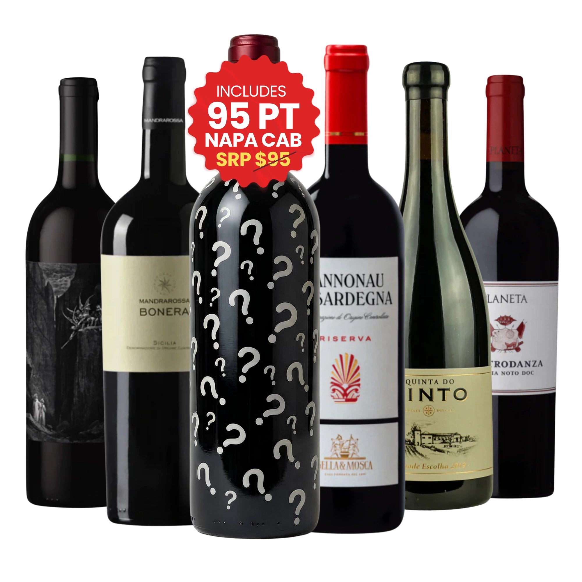 Red Wine Lovers Case by Big Hammer Wines featuring mixed international red wines including Napa Cabernet Sauvignon, Italian reds, and mystery bottle, curated 6-pack sampler