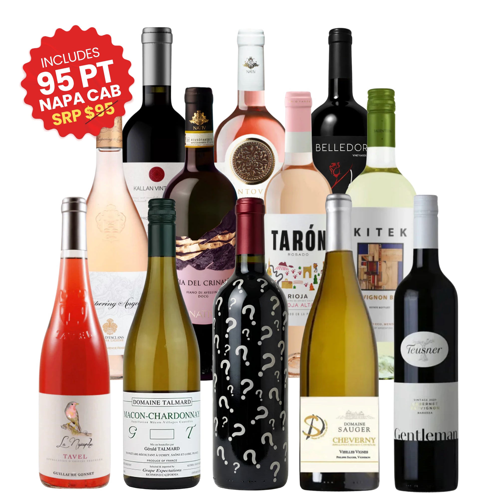 Red, White & Rosé Wine Case 12-Pack featuring Napa Cabernet, Sauvignon Blanc, rosé, and sparkling wines curated by Big Hammer Wines, 750ml bottles