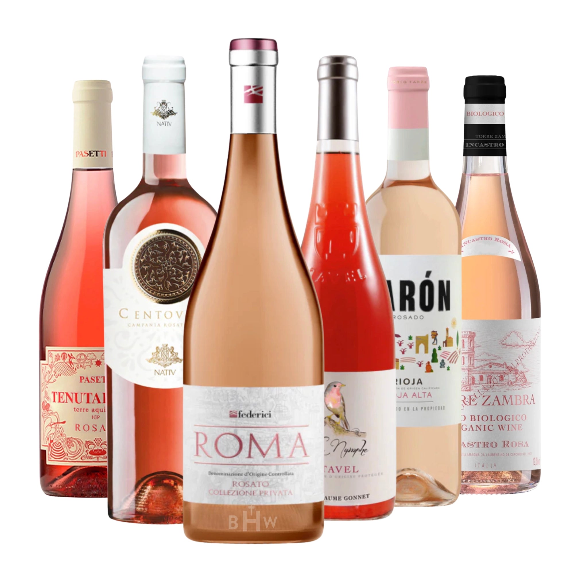 Rosé wine sampler 6-pack featuring French, Italian and Spanish rosé wines curated by Big Hammer Wines
