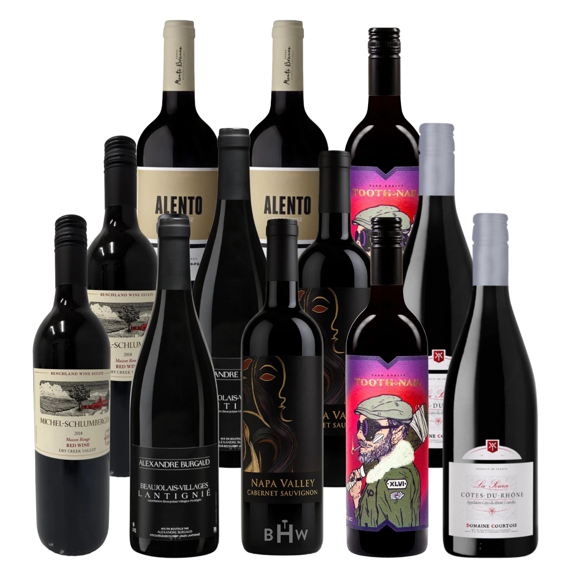 A 12-bottle curated selection from the Wine Case of the Month featuring a variety of premium red wines, curated by big hammer wines.
