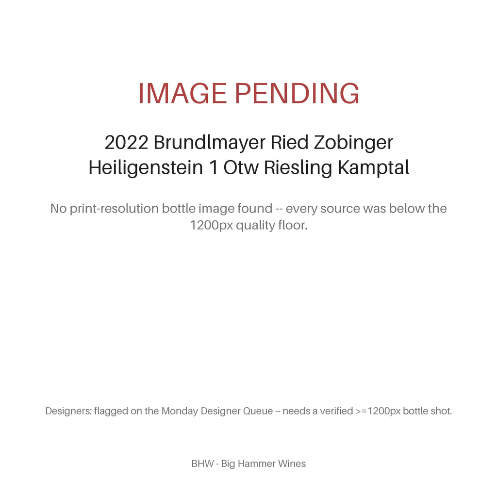Image pending for 2022 Brundlmayer Ried Zobinger Heiligenstein 1 Otw Riesling Kamptal. No print-resolution bottle image found -- every source was below the 1200px quality floor.