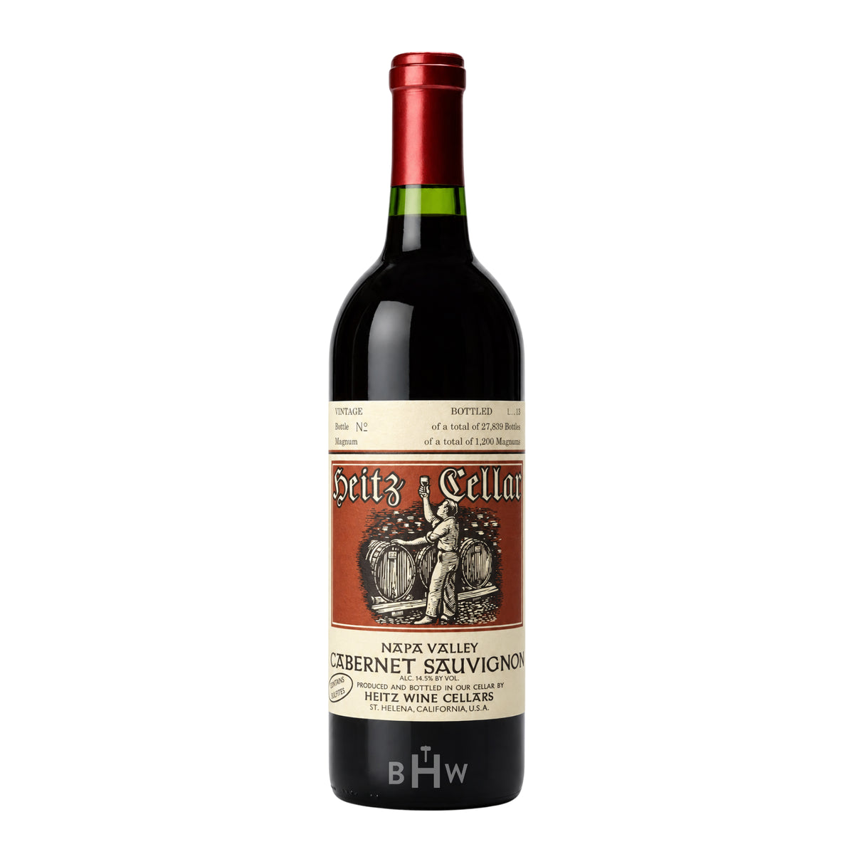 1989 Heitz Cellar Cabernet Sauvignon Napa Valley single red wine bottle, curated by Big Hammer Wines.