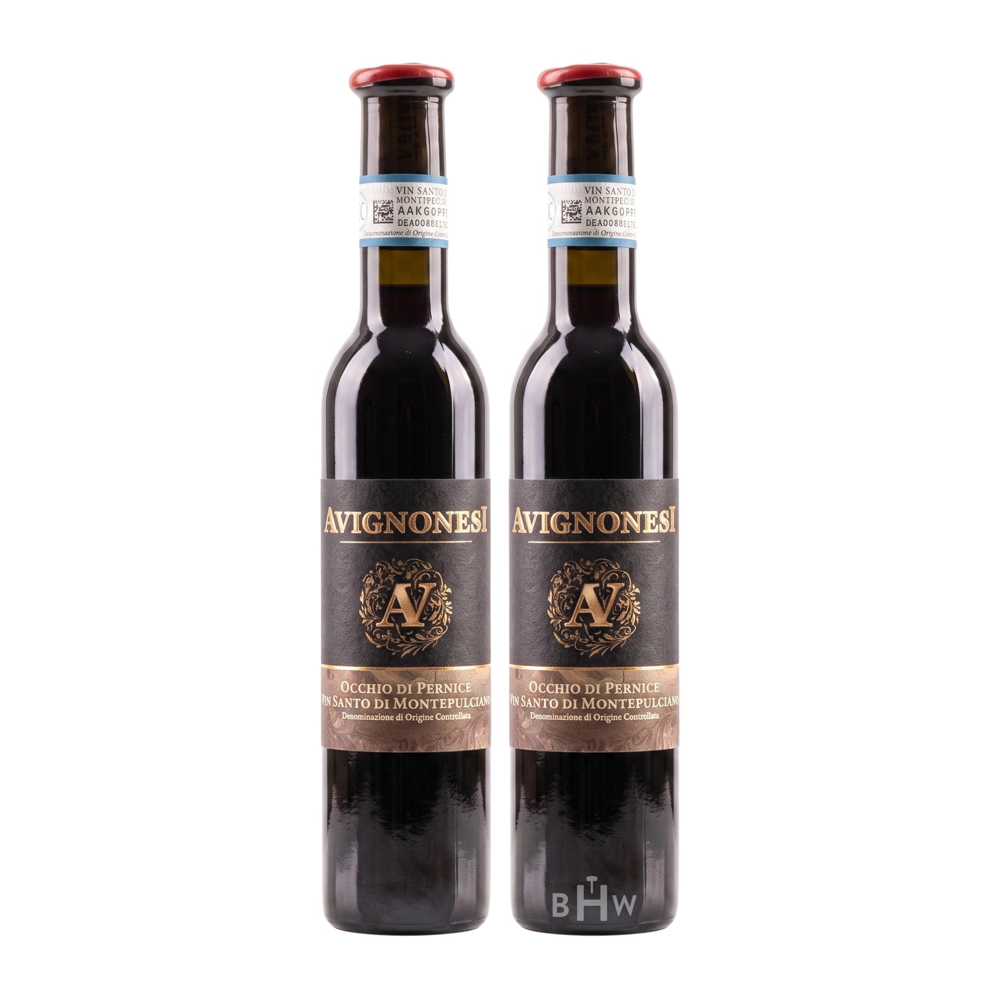 Two bottles of 2010 Avignonesi Occhio di Pernice Vin Santo di Montepulciano dessert wine, curated by Big Hammer Wines.