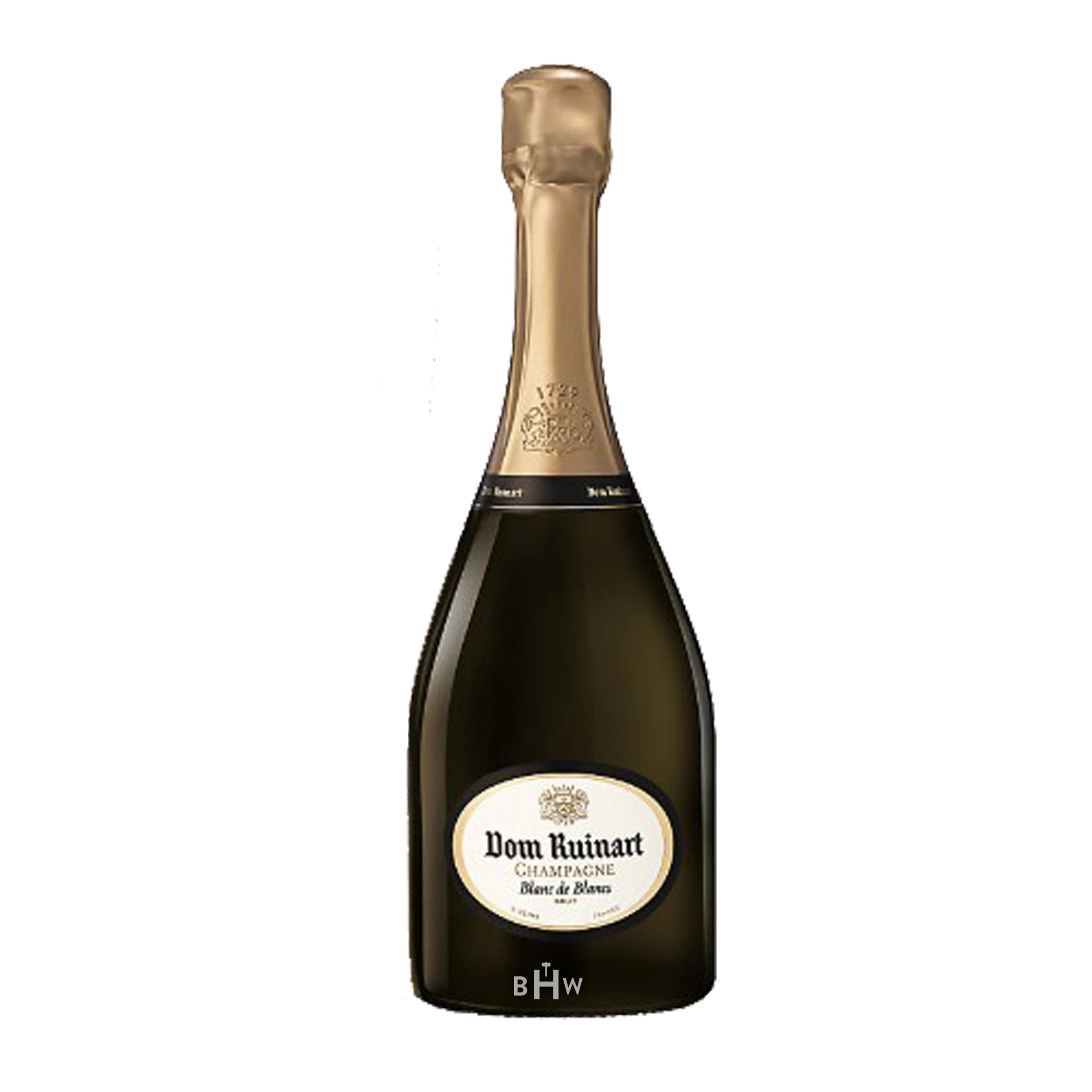 Dom Ruinart  BrutBlancdeBlancsMillesime champagne bottle on a white background