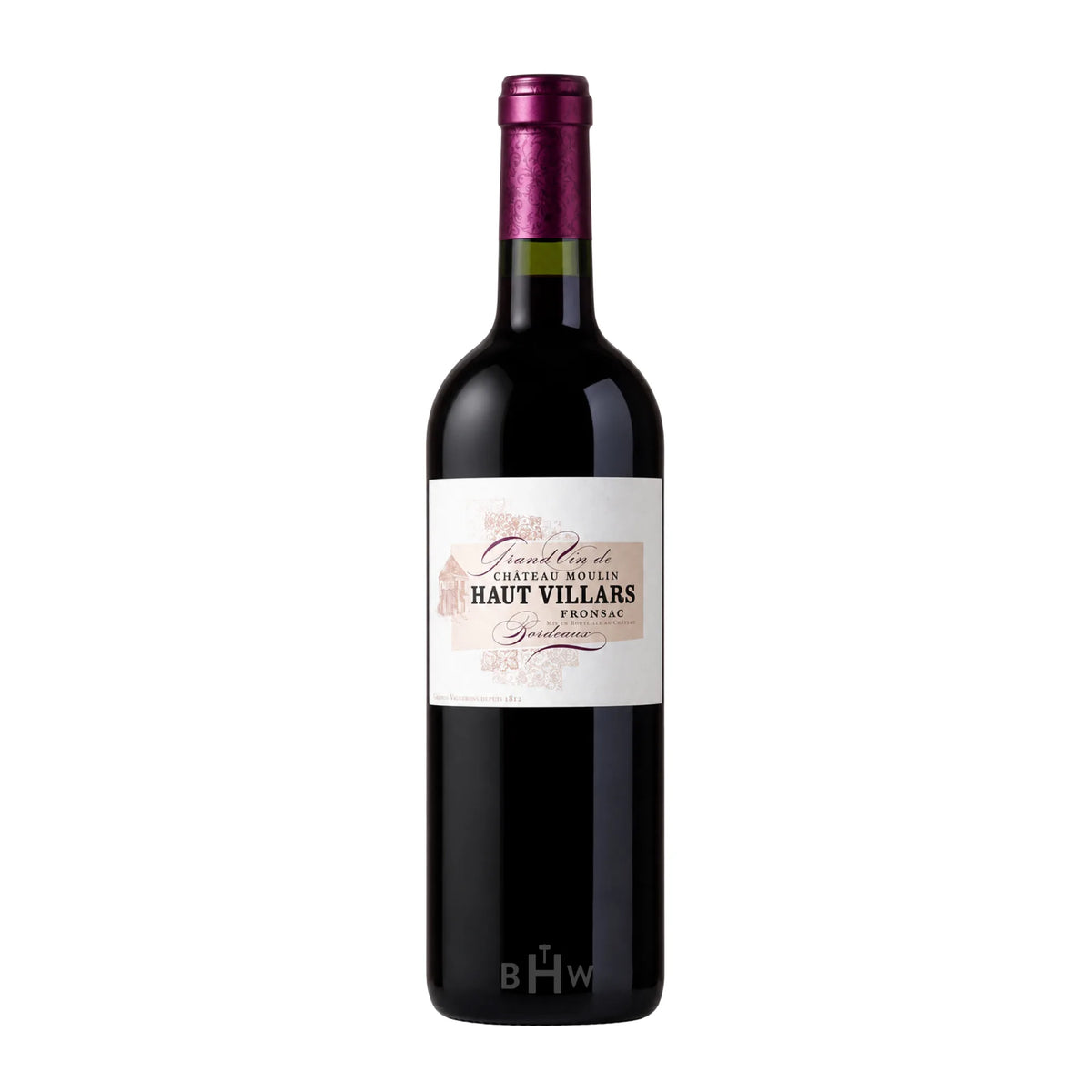 A bottle of 2016 Chateau Moulin Haut-Villars Fronsac Bordeaux
