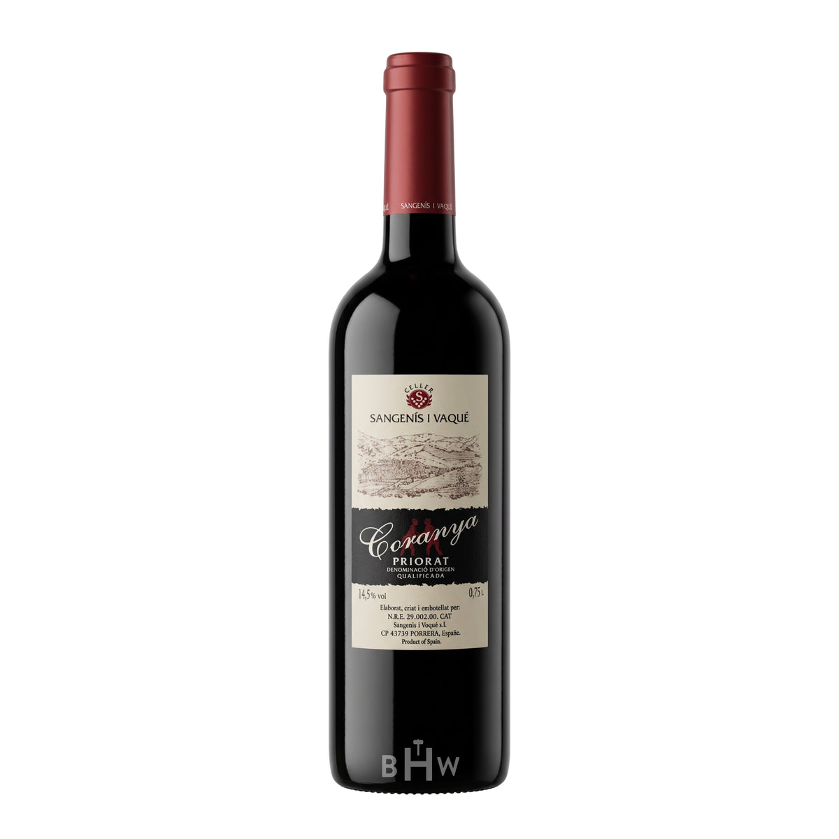 2016 Sangenís i Vaqué 'Coranya' Priorat DOCa single red wine bottle, curated by Big Hammer Wines.